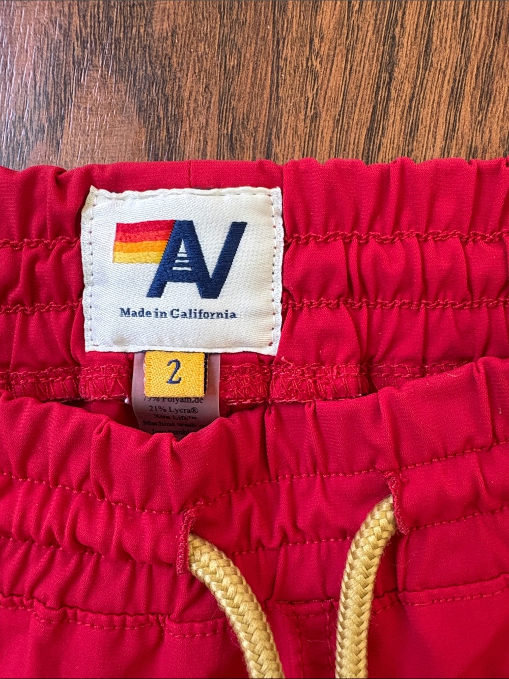 Aviator Nation Red & Turquoise Rainbow Stripe Volley Shorts - Picture 3 of 6